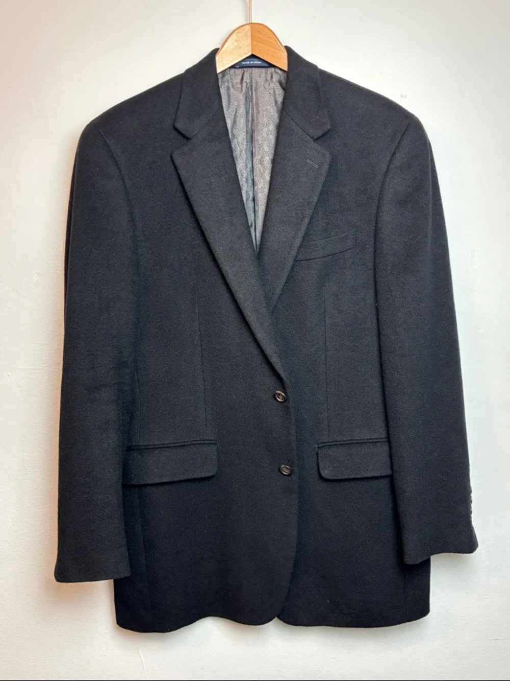 Ralph Lauren Loro Piana Men’s Size 40L Black Two-Button Camel Hair Sport Coat